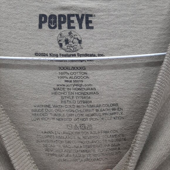 Popeye DJ Graphic Tee XXXL 100% Cotton Sage green tan - Picture 2 of 4
